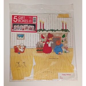 NOS 1988 VTG Jeanmarie Creations Christmas Gift Box Set of 5 Boxes 2 Sizes
